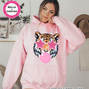 Preppy Pink Bubble Blowing Tigers Mascot Team Sweatshirt, Cute Mascot Sweater, School Team Tee, Favorite Tigers Team Shirt, School Logo Tee image 2