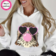 Preppy Bubble Blowing Pink Falcons Mascot Team Sweatshirt, Cute Mascot Sweater, School Team Tee, Favorite Falcons Team Shirt,School Logo Tee image 2
