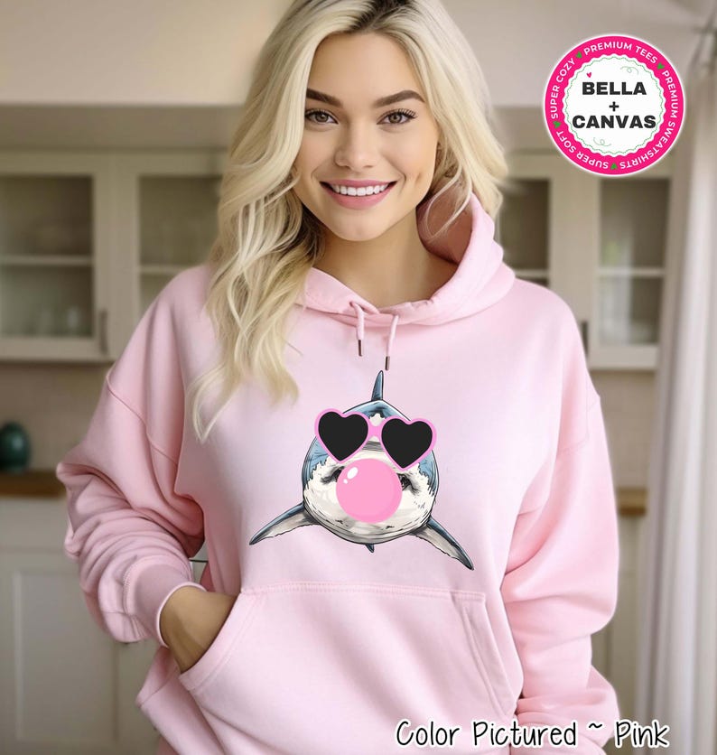 Preppy Bubble Blowing Sharks Mascot Team Sweatshirt, Cute Mascot Sweater, School Team Tee, Favorite Sharks Team Shirt, School Logo Hoodie image 2