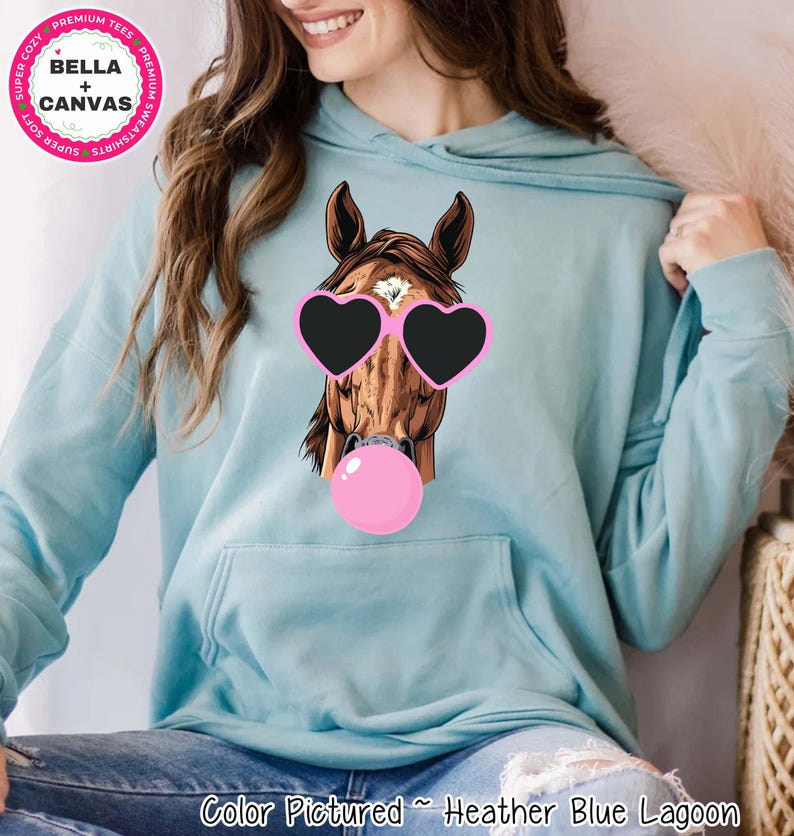 Preppy Bubble Blowing Stallions Mascot Team Sweatshirt, Cute Colt Mascot Sweater, School Team Tee, Favorite Team Shirt, School Logo Hoody image 2