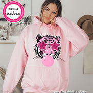 Preppy Pink Bubble Blowing Tigers Mascot Team Sweatshirt, Cute Mascot Sweater, School Team Tee, Favorite Tigers Team Shirt, School Logo Tee image 2