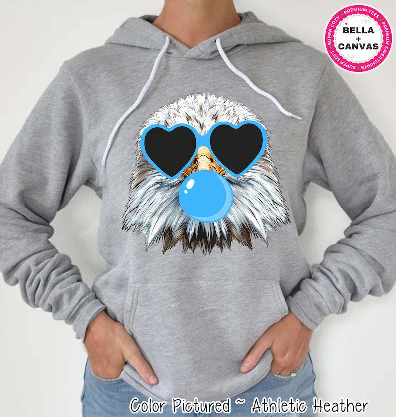 Preppy Bubble Blowing Eagles Mascot Team Sweatshirt, Cute Mascot Sweater, School Team Tee, Favorite Eagles Team Shirt, School Logo Hoodie image 2