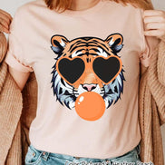 Preppy Bubble Blowing Tigers Mascot Team Sweatshirt, Cute Tigers Mascot Sweater, School Team Tee, Favorite Tigers Team Shirt,School Logo Tee image 3