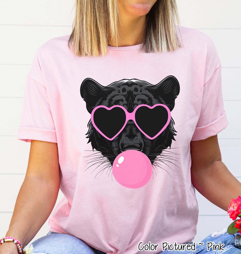Preppy Bubble Blowing Panther Mascot Team Sweatshirt, Cute Mascot Sweater, School Team Tee, Favorite Panthers Team Shirt, School Logo Hoody image 3