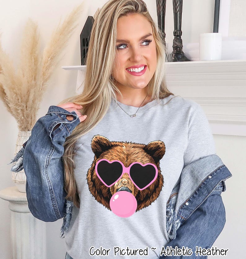 Preppy Bubble Blowing Bear Mascot Team Sweatshirt, Cute Grizzly Mascot Sweater, School Team Tee, Favorite Bears Team Shirt,School logo shirt image 3