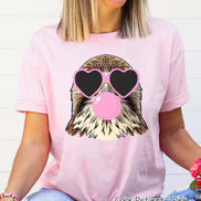Preppy Bubble Blowing Pink Falcons Mascot Team Sweatshirt, Cute Mascot Sweater, School Team Tee, Favorite Falcons Team Shirt,School Logo Tee image 3
