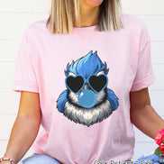 Preppy Bubble Blowing Blue Jay Mascot Team Sweatshirt, Cute Blue Bird Mascot Sweater, School Team Tee, Favorite Team Shirt, School Logo Tee image 3