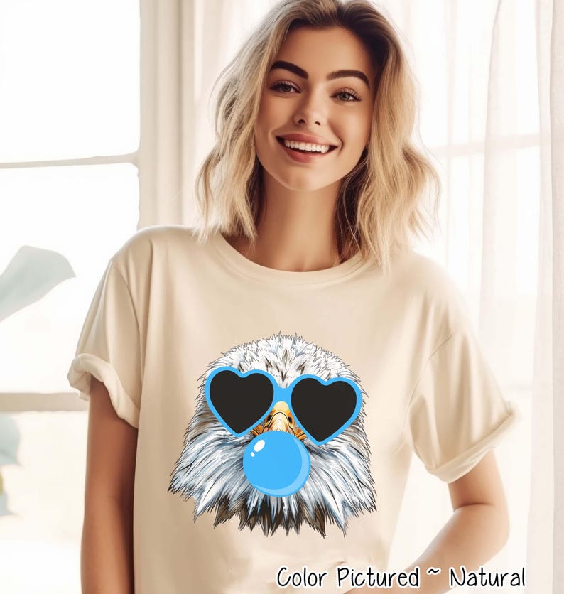 Preppy Bubble Blowing Eagles Mascot Team Sweatshirt, Cute Mascot Sweater, School Team Tee, Favorite Eagles Team Shirt, School Logo Hoodie image 3