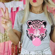 Preppy Bubble Blowing Pink Leopard Mascot Team Sweatshirt, Cute Jaguar Mascot Sweater,School Team Tee,Favorite Team Shirt,School Logo Hoodie image 3