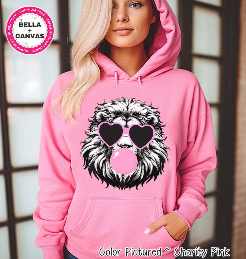 Preppy Bubble Blowing Lions Mascot Team Sweatshirt, Cute Lion Mascot Sweater, School Team Tee, Favorite Team Shirt, School Logo Hoodie image 3