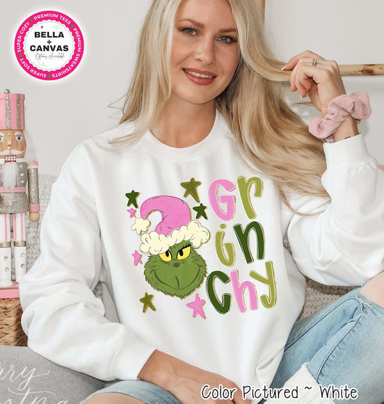 Pink and Green Glitter-Look Grinchy Shirt – product photo 1