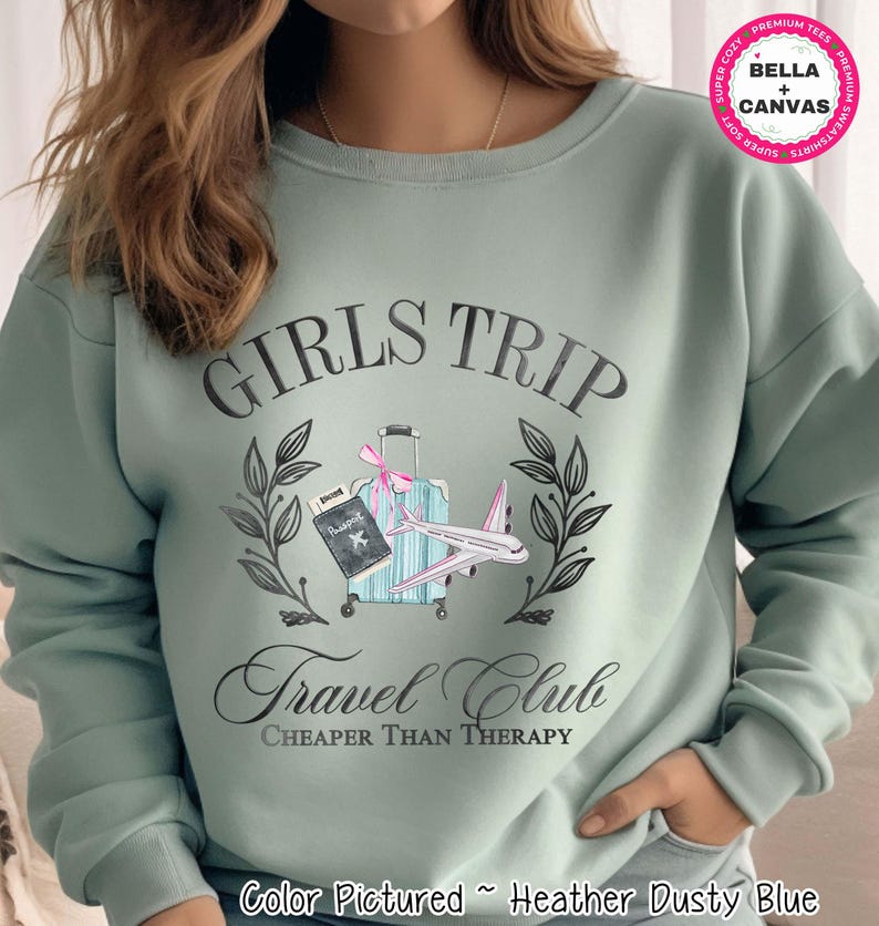 Watercolor Girls Trip Sweater Travel Club Vacation Shirt Weekend Trip T Shirt Bachelorette Gift For Her Group Travel Tee Summer Vacay Hoodie image 1