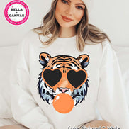 Preppy Bubble Blowing Tigers Mascot Team Sweatshirt, Cute Tigers Mascot Sweater, School Team Tee, Favorite Tigers Team Shirt,School Logo Tee image 1