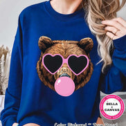 Preppy Bubble Blowing Bear Mascot Team Sweatshirt, Cute Grizzly Mascot Sweater, School Team Tee, Favorite Bears Team Shirt,School logo shirt image 1