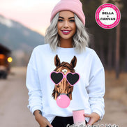 Preppy Bubble Blowing Stallions Mascot Team Sweatshirt, Cute Colt Mascot Sweater, School Team Tee, Favorite Team Shirt, School Logo Hoody image 1
