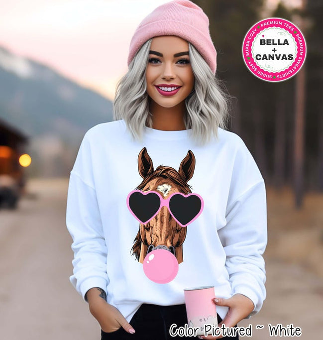 Preppy Bubble Blowing Stallions Mascot Team Sweatshirt, Cute Colt Mascot Sweater, School Team Tee, Favorite Team Shirt, School Logo Hoody image 1