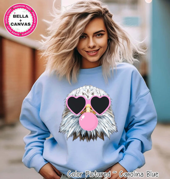 Preppy Bubble Blowing Eagles Mascot Team Sweatshirt, Cute Mascot Sweater, School Team Tee, Favorite Eagles Team Shirt, School Logo Hoodie image 1