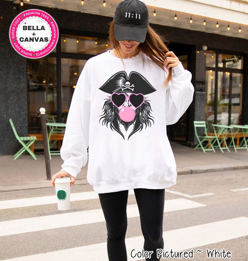 Preppy Bubble Blowing Pirates Mascot Team Sweatshirt, Cute Raiders Mascot Sweater, School Team Tee, Favorite Team Shirt, School Logo Tee image 1