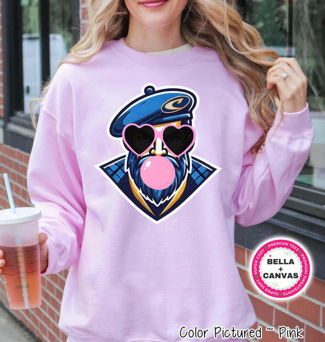 Preppy Bubble Blowing Highlander Mascot Team Sweatshirt, Cute Mascot Sweater, School Team Tee, Favorite Highlander Team Shirt, School Hoodie image 1
