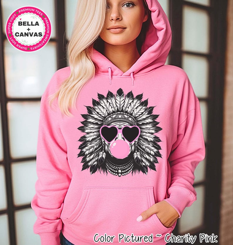 Preppy Bubble Blowing Indians Mascot Team Sweatshirt, Cute Raiders Mascot Sweater, School Team Tee, Favorite Team Shirt, School Logo Tee image 2