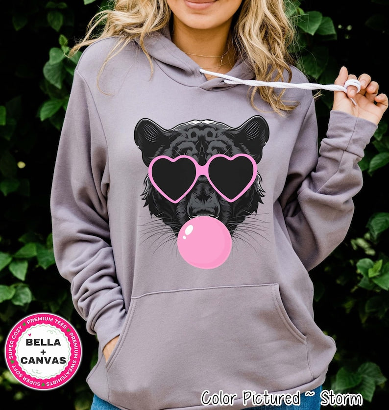 Preppy Bubble Blowing Panther Mascot Team Sweatshirt, Cute Mascot Sweater, School Team Tee, Favorite Panthers Team Shirt, School Logo Hoody image 2