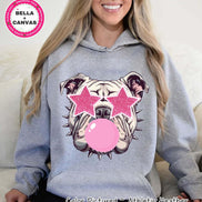Preppy Bubble Blowing Pink Bulldog Mascot Team Sweatshirt, Cute Mascot Sweater, School Team Tee, Favorite Bulldog Team Shirt,School Logo Tee image 2
