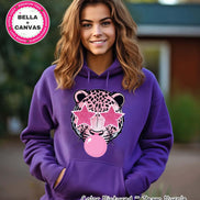 Preppy Bubble Blowing Pink Leopard Mascot Team Sweatshirt, Cute Jaguar Mascot Sweater,School Team Tee,Favorite Team Shirt,School Logo Hoodie image 2