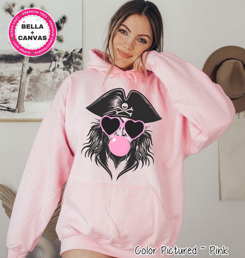 Preppy Bubble Blowing Pirates Mascot Team Sweatshirt, Cute Raiders Mascot Sweater, School Team Tee, Favorite Team Shirt, School Logo Tee image 2