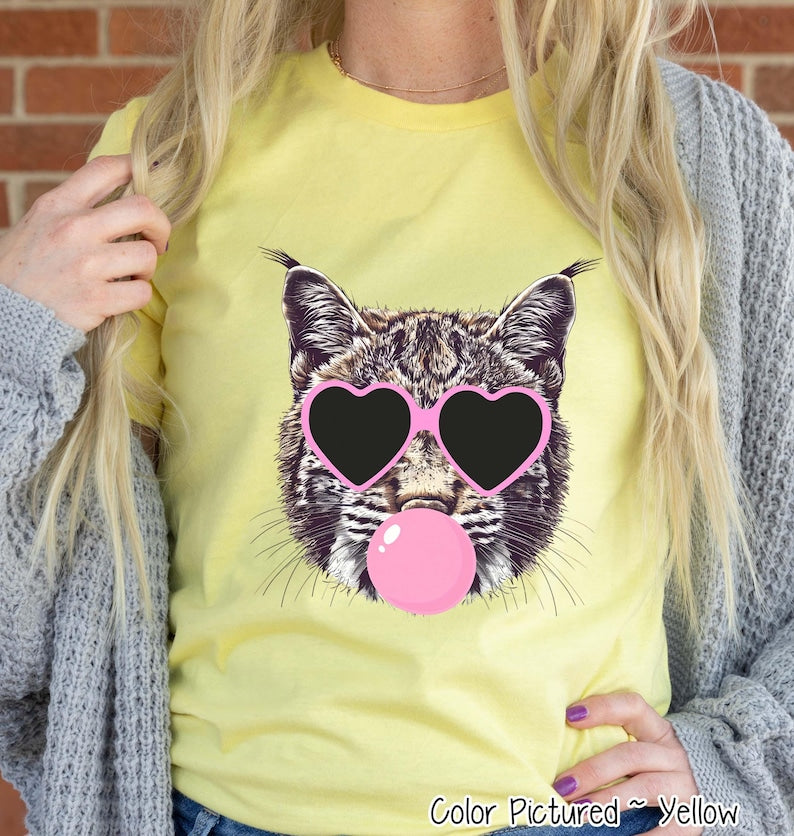 Preppy Bubble Blowing Wildcats Mascot Team Sweatshirt, Cute Mascot Sweater, School Team Tee, Favorite Bobcats Team Shirt, School Logo Hoodie image 3