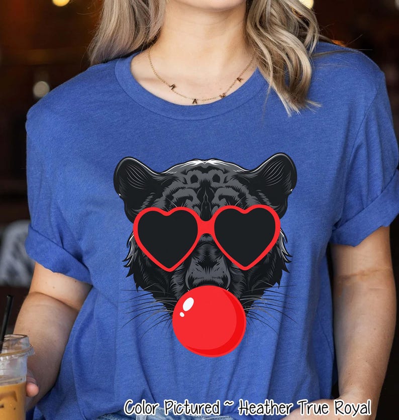 Preppy Bubble Blowing Panther Mascot Team Sweatshirt, Cute Mascot Sweater, School Team Tee, Favorite Panthers Team Shirt, School Logo Hoody image 3