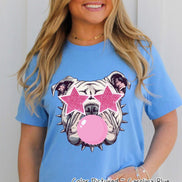 Preppy Bubble Blowing Pink Bulldog Mascot Team Sweatshirt, Cute Mascot Sweater, School Team Tee, Favorite Bulldog Team Shirt,School Logo Tee image 3