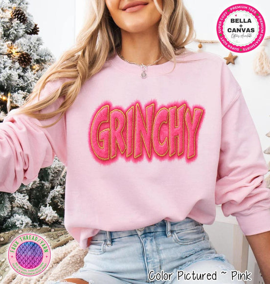 Pink Faux Fur Grinchy Letter Shirt – product photo 1
