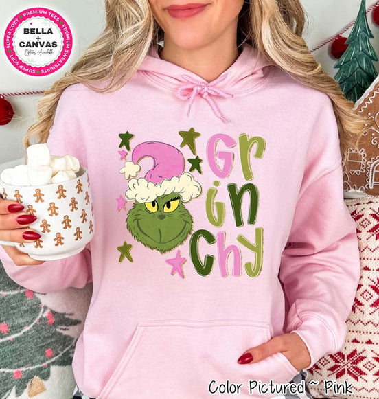 Pink and Green Glitter-Look Grinchy Shirt – product photo 2