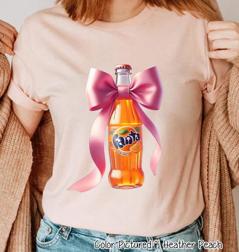Coquette Fanta Sweatshirt, Pink Bow Orange Soda Shirt, Preppy Pink Bow Tee, Trendy Soda Tee, Fun Orange Fanta Lover Gift, Funny Soda Hoodie image 3