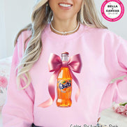 Coquette Fanta Sweatshirt, Pink Bow Orange Soda Shirt, Preppy Pink Bow Tee, Trendy Soda Tee, Fun Orange Fanta Lover Gift, Funny Soda Hoodie image 1