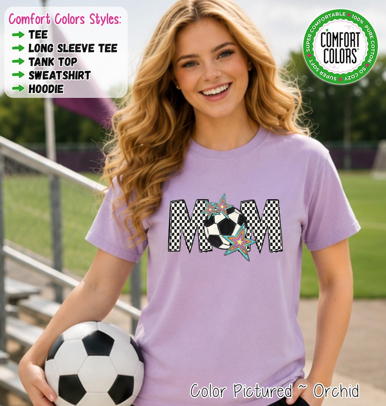 Soccer Mom Shirt, Soccer Team Mom Gift, Comfort Colors Tee, Game Day Sweatshirt, Soccer Hoodie, Sports Mom Apparel image 1