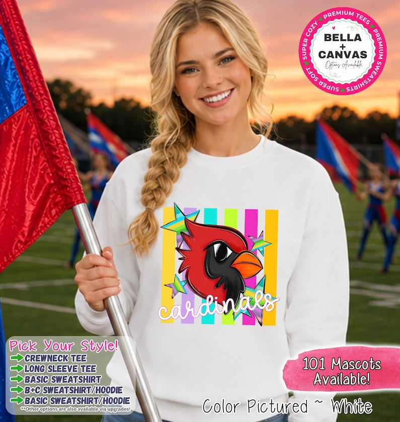 Cardinal Mascot Shirt | Cardinal Spirit Tee | Cardinal Sweatshirt | Cardinal Hoodie | School Spirit Shirt | Team Apparel image 1