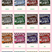 May include: A digital color chart displaying sixteen variations of a graphic design featuring the text 
