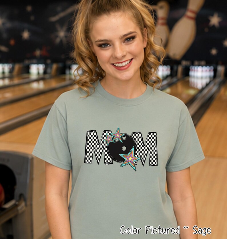 Bowling Mom Shirt, Comfort Colors Bowling Tee, Bowling Mama Sweatshirt, Retro Checkered Sports Mom Shirt, Bowling Fan Hoodie Gift image 2