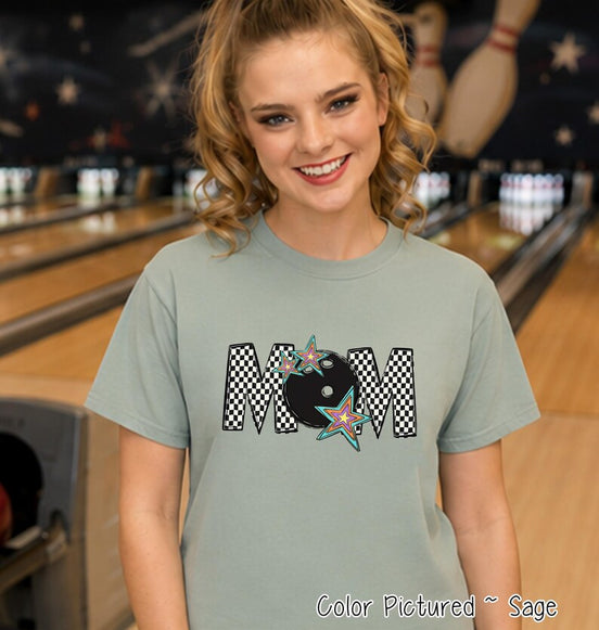 Bowling Mom Shirt, Comfort Colors Bowling Tee, Bowling Mama Sweatshirt, Retro Checkered Sports Mom Shirt, Bowling Fan Hoodie Gift image 2