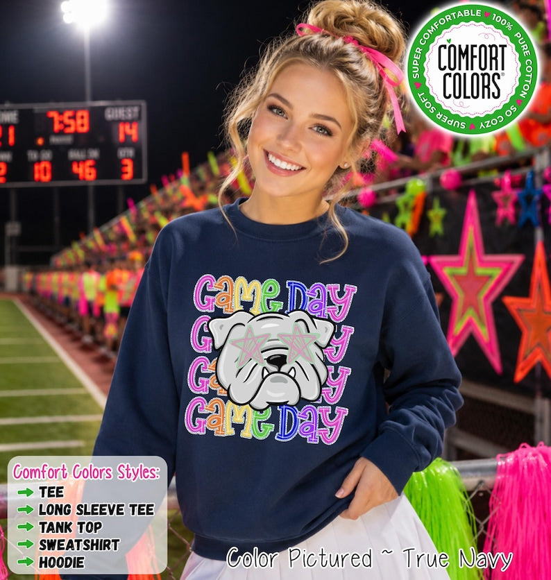 Bulldog Game Day Shirt, Bulldog School Spirit Shirt, Comfort Colors Tee, Sweatshirt, Hoodie, Football, Cheer, Band Spirit Wear image 1