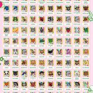May include: A rectangular chart titled Mascots Available featuring a grid of 110 small square icons, each displaying a unique sports mascot illustration with a corresponding name label below it, set against a light pink background with sports graphics.