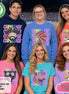 May include: A group of five people wearing various colored shirts and a hoodie, each featuring a unique animal or character graphic with star-shaped eyes and the repeating text Game Day in colorful, wavy, retro-style lettering across the chest.