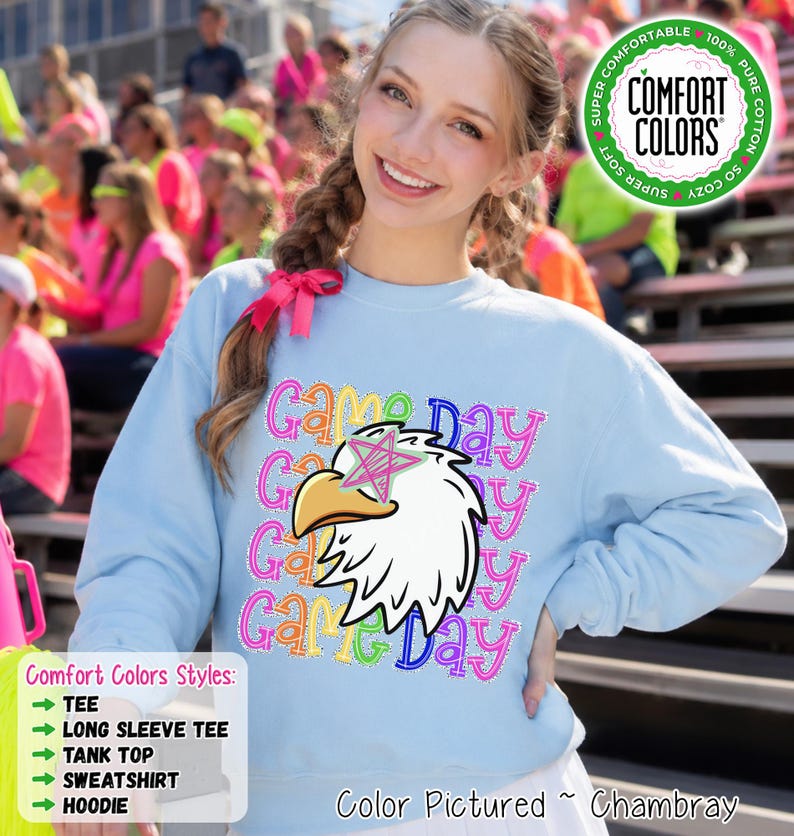 Eagle Game Day Shirt, Eagle School Spirit Shirt, Comfort Colors Tee, Sweatshirt, Hoodie, Football, Cheer, Band Spirit Wear image 1