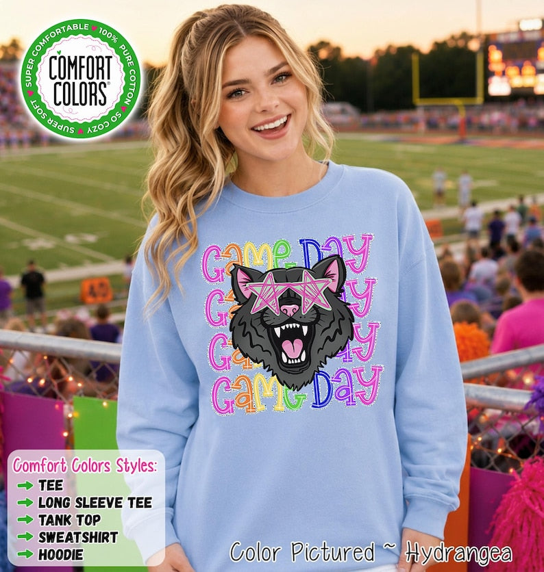 Wildcat Game Day Shirt, Wildcat School Spirit Shirt, Comfort Colors Tee, Sweatshirt, Hoodie, Football, Cheer, Band Spirit Wear image 1
