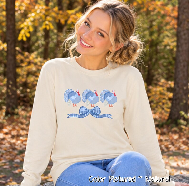 Blue Turkey Bow Thanksgiving Shirt - product view 4