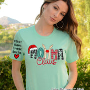 Personalized Christmas Clause Reindeer Names with Kids/Grandkids names on Sleeve Tee or Sweatshirt