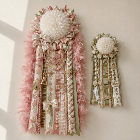 Custom homecoming mum and boys garter in Too Cute colors
