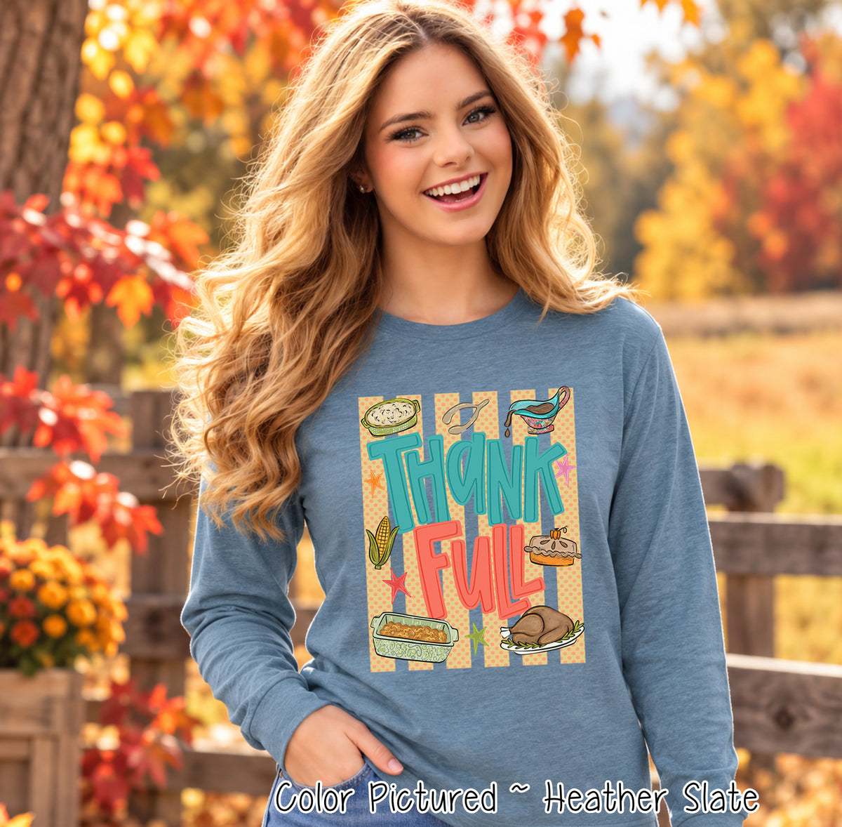 Thank Full Thanksgiving Shirt — long sleeve product photo