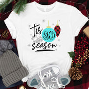 Monogram Tis The Season Ornament Christmas Tee